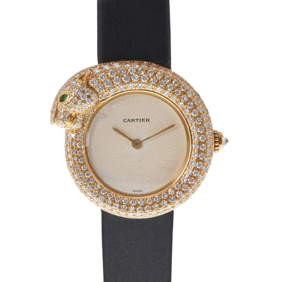 CARTIER Cartier Panthere Panther 1925 Diamond Women's YG/Leather Watch Quartz... - Picture 1 of 12